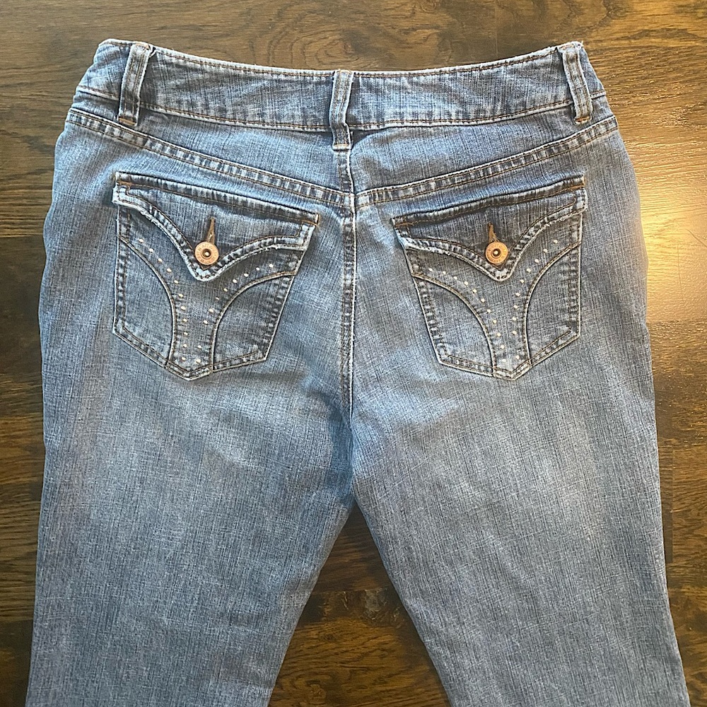 Apt. 9 Stud Embroidered Low waist Light wash blue flare jeans